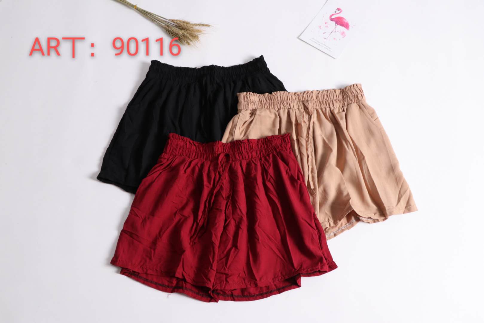 女夏季韩版光版松紧腰抽绳宽松显瘦