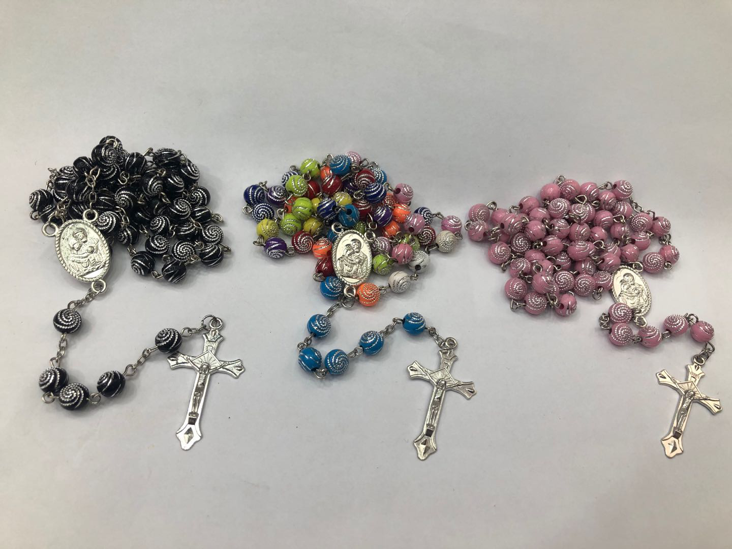 Catholic rosary necklace Wooden beads hand-woven cross necklace thumbnail