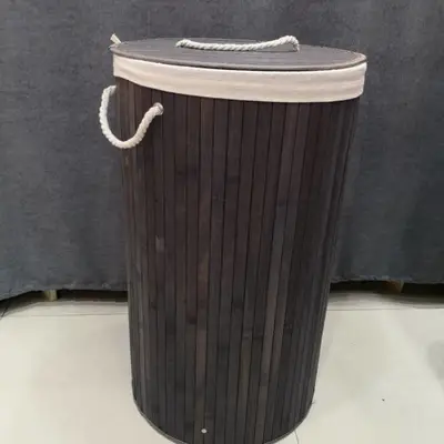 Factory Direct Sales Round Bamboo Storage Bucket, Dirty Clothes Basket, Pastoral Style Storage Box Storage Cabinet