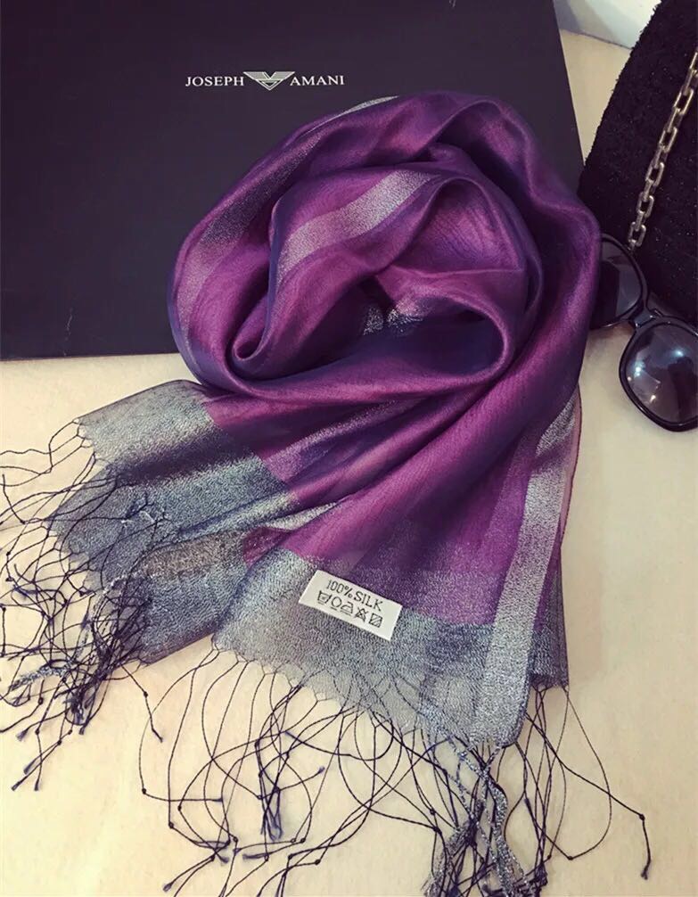 Elegant Gold Silk Fringe Long Everything Mother Scarf Shawl