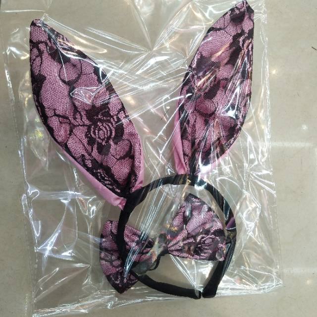兔子蕾丝两件套头扣蝴蝶结儿童玩具饰品