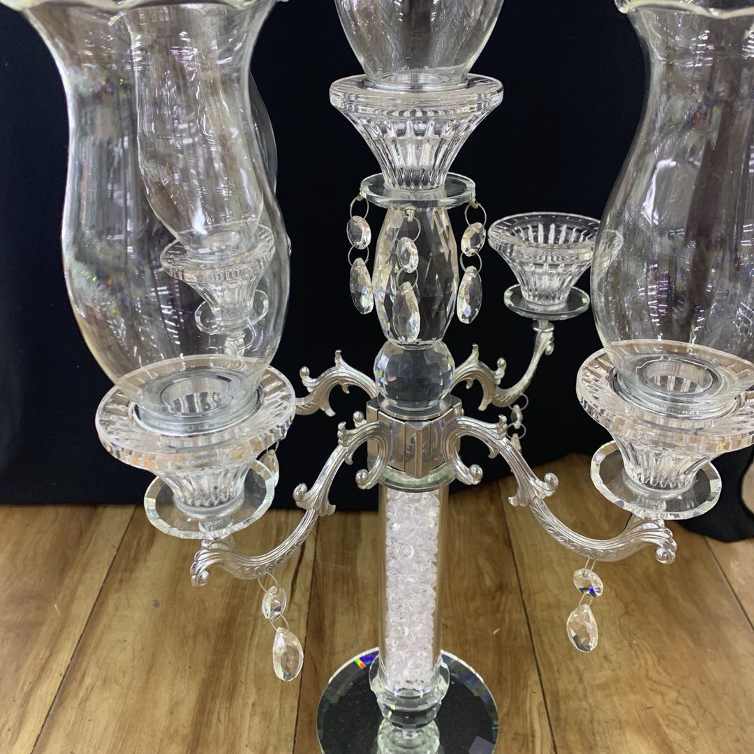 Factory direct sales of 5-head candlesticks with glass crystal lace tassels details Picture