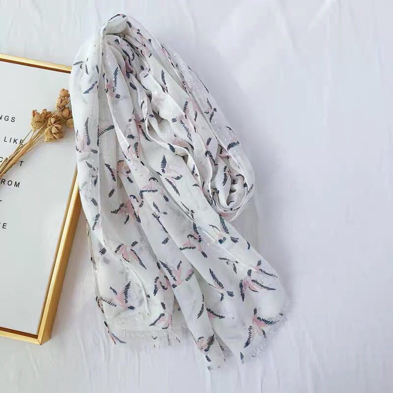 Swallow Sequin Fringed Gauze Scarf Winter Fashion Cotton Linen Long Scarf Specification drawing