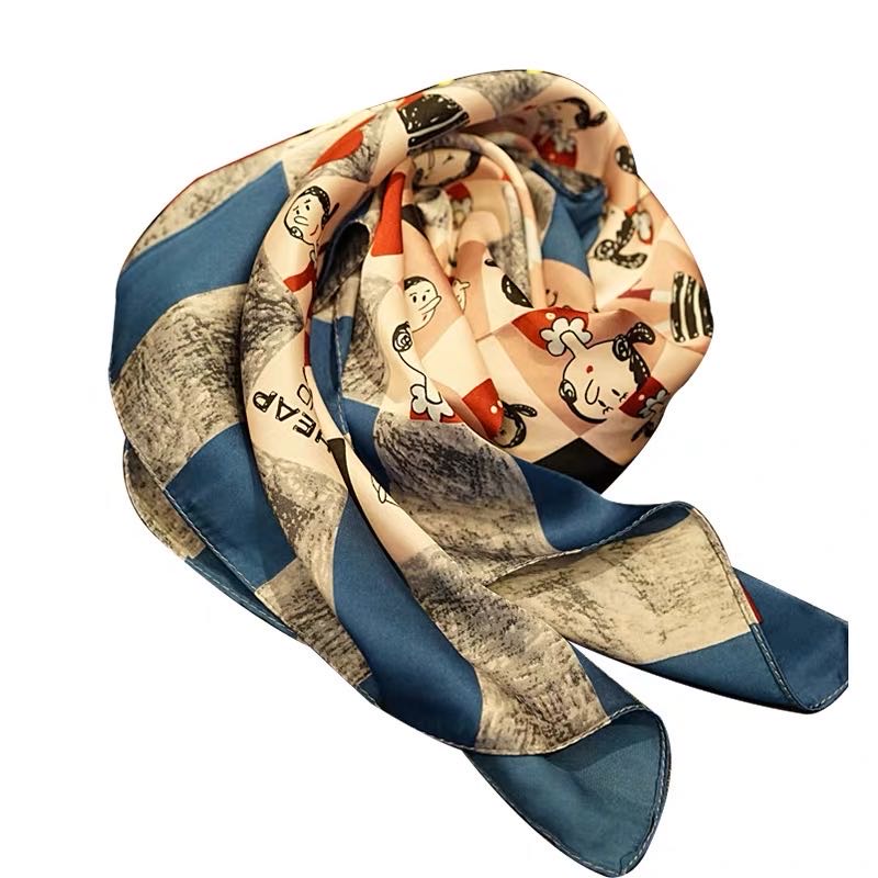 Cartoon Pattern Cute Scarf Shawl Silk Scarf Thin Everything Specification drawing