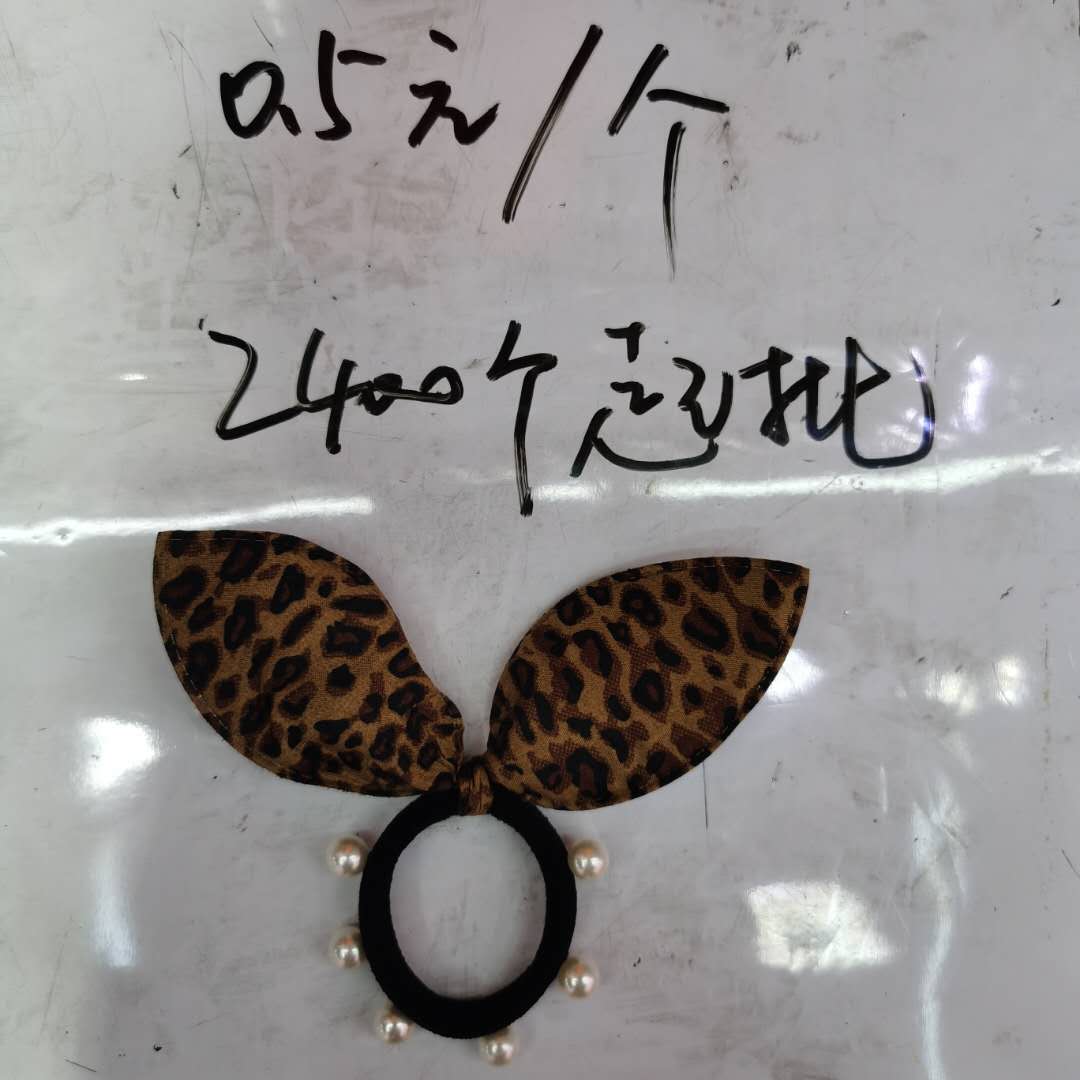 韩版时尚女士洋气百搭发圈豹纹蝴蝶结珍珠皮筋