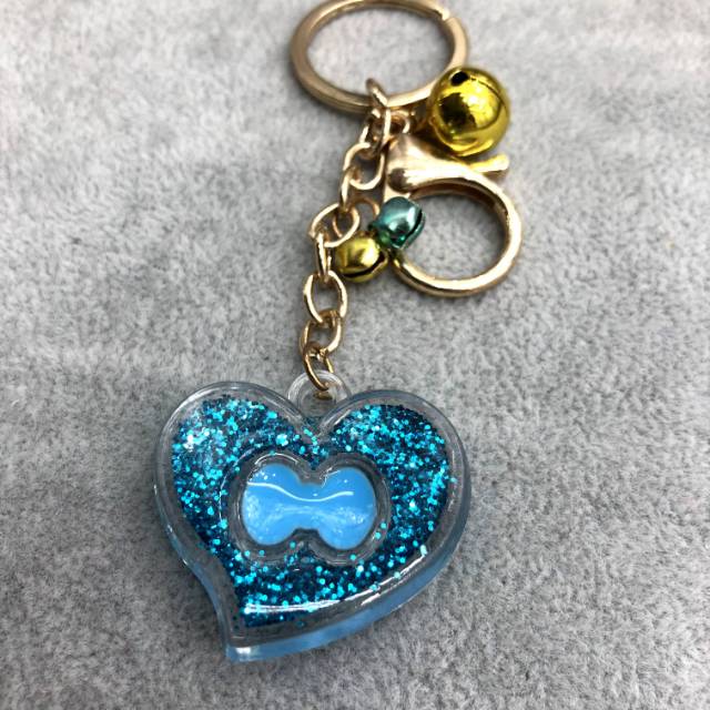 A girl's cute cherry blossom star sand bag key chain pendant, metal key chain pendant, Korean accessory Specification image