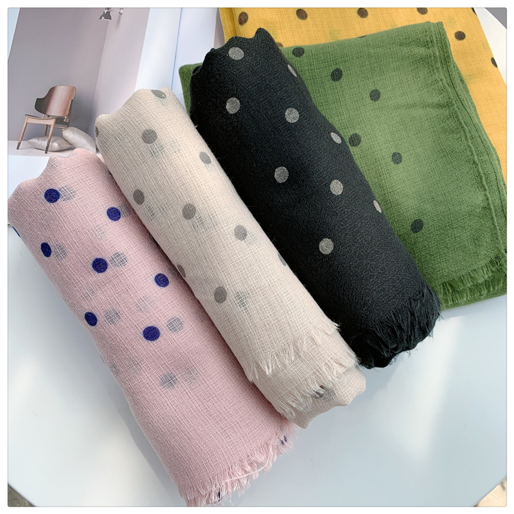 Women's Fashion Trend All Match Warm Polka Dot Cotton And Hemp Scarf