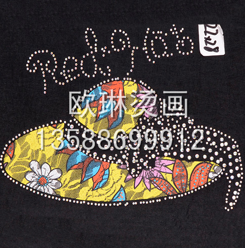 彩色大号花边帽子热撕烫图烫画批发订制