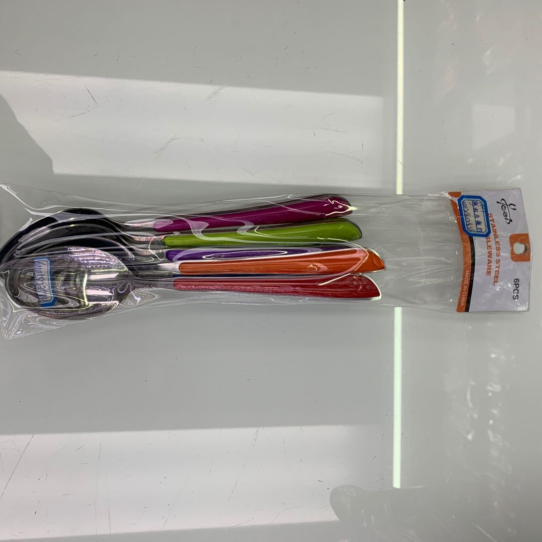 Stainless steel colored handle stainless steel small spoon