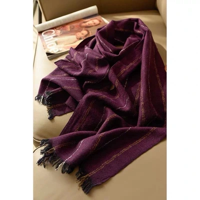 Purple Phnom Penh Striped Scarf Shawl Long Autumn And Winter Warm Thickening