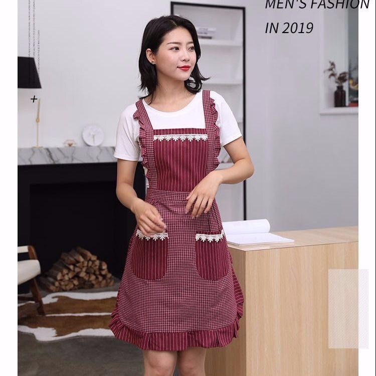 棉布围裙女厨房韩版时尚防尘防污可爱坎肩成人男春夏秋季工作服