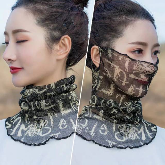 Neck Neck Women Spring And Autumn Cervical Warm Silk Scarf Cover Face Hanging Ear Veil Variable Neck Cover Head Small Scarf