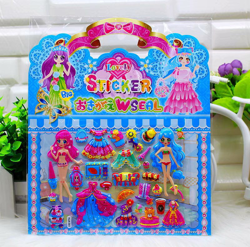 Little Lingtong paper handicrafts, creative gifts, creative stickers, YLK single hand-held gilded clothes, three-dimensional bubble stickers details Picture