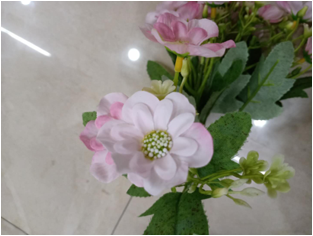 High-end simulated silk fabric with 5 forks and 15 tender white golden-tailed chrysanthemums Specification image