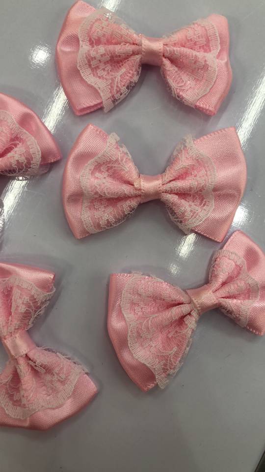 Xinming Craft 01 Pink Polyester Small Flower Lace Flat Knot 01 details Picture