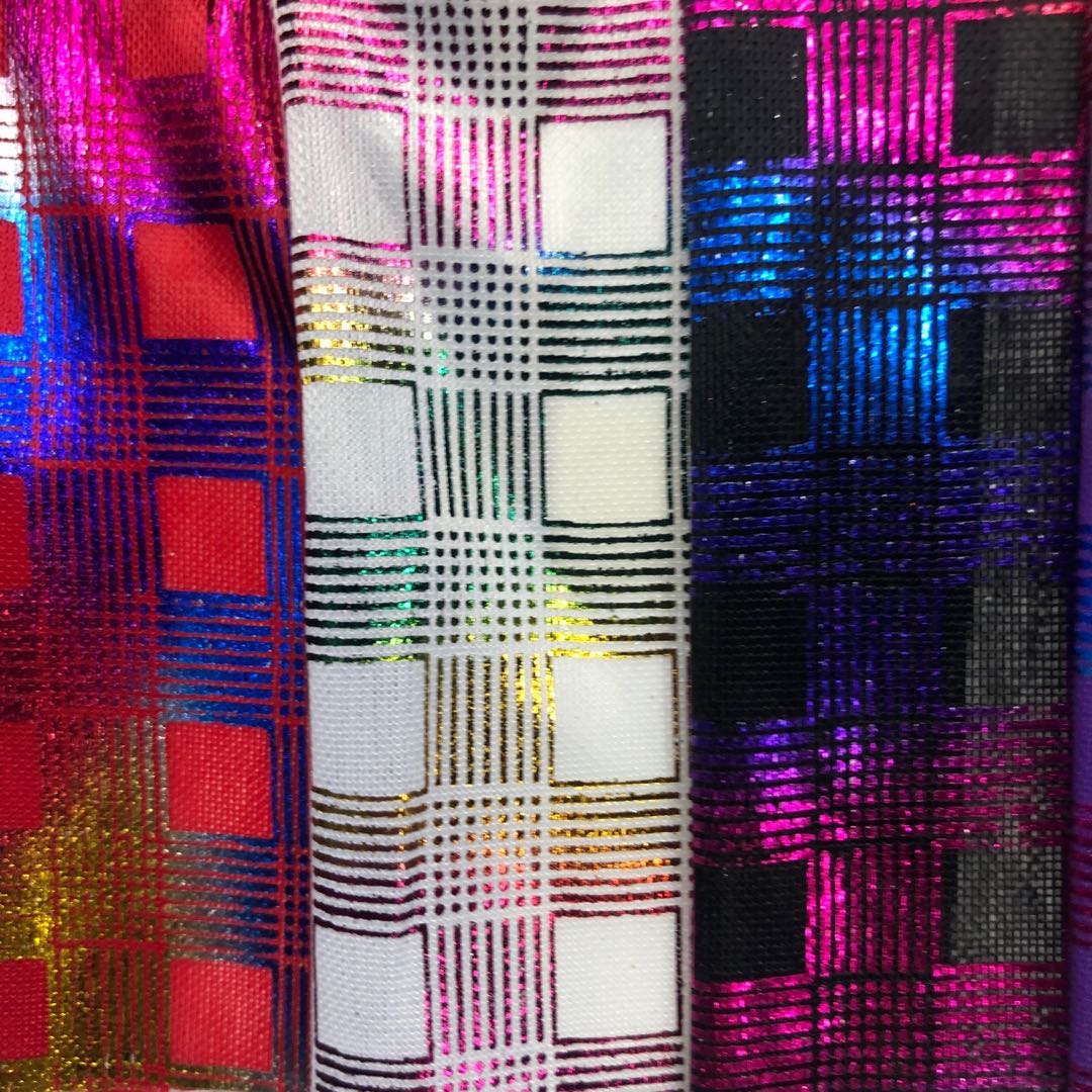 七彩格子烫金布面料布料多色饰品辅料细节图
