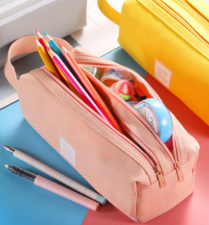 大容量帆布笔袋小清新韩版简约多功能双拉链网红少女心文具盒高中铅笔袋日系初中生细节图