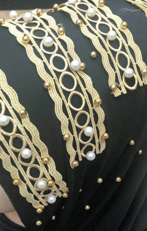 Women's Muslim Applique Beaded Scarf Classic Fashion Headscarf details Picture
