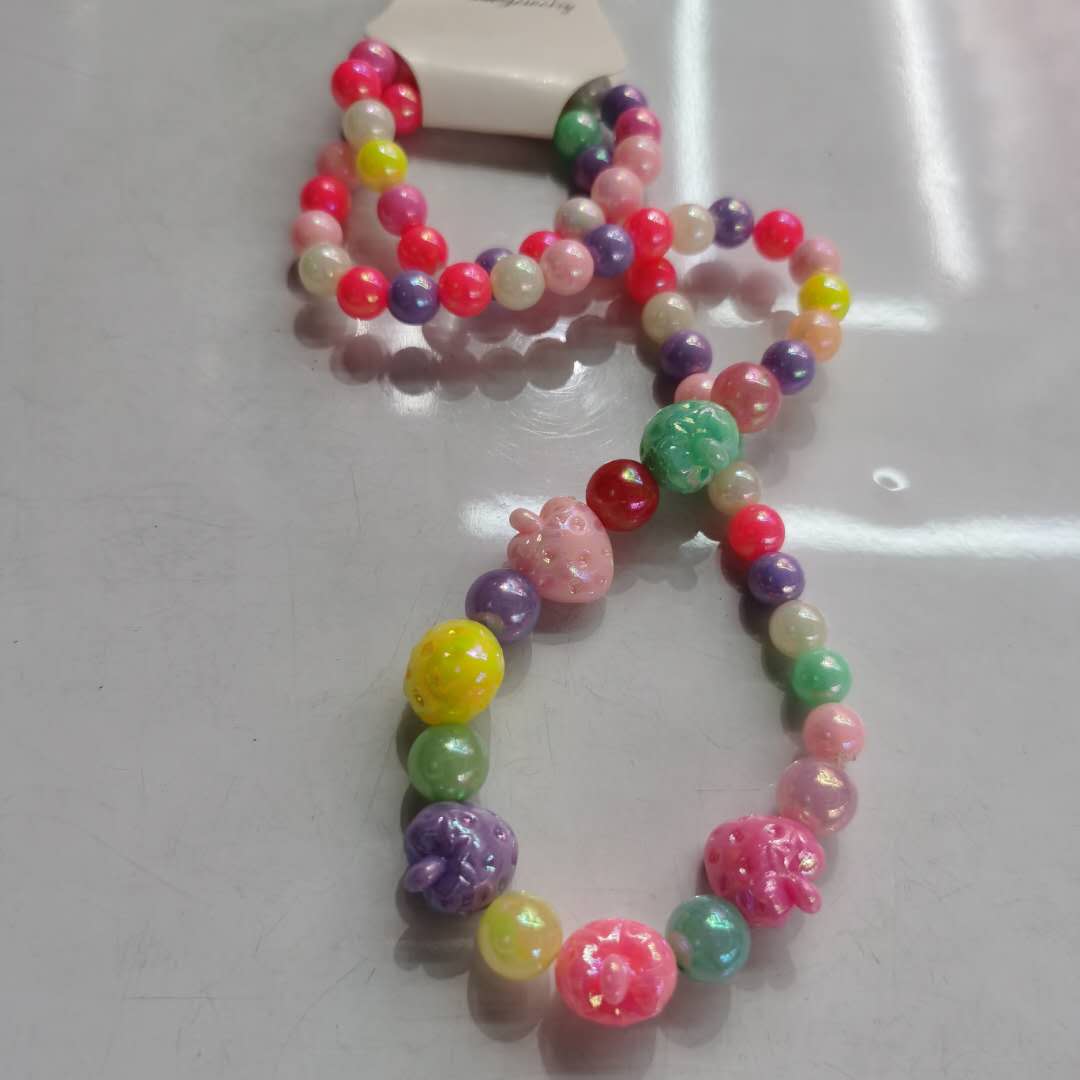 Korean-style fashionable and stylish children's versatile accessory, fruit and colorful bead necklace Specification image