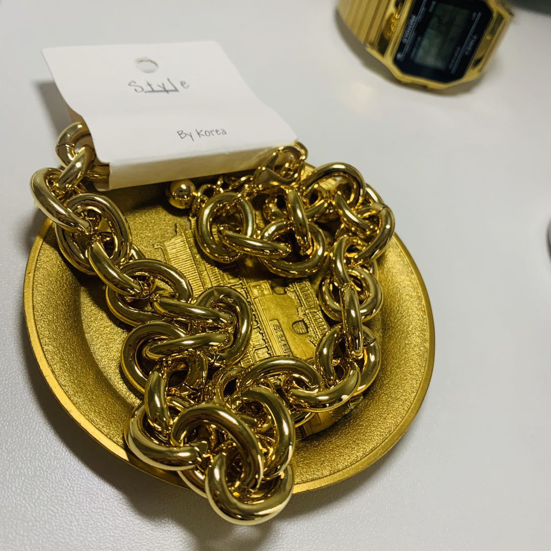 Necklace Alloy Gold 36Cm Simple Thick Chain Internet Celebrity Personality Street Fashion Bungee Choker Collar Choker Chain details Picture