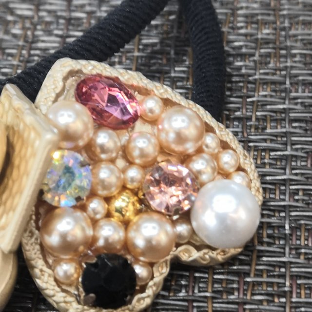 Korean rubber bands, Korean version accessories, small pearls, heart-shaped water diamonds, hair bands, hair ties, hair accessories, headwear, hair ties Specification image