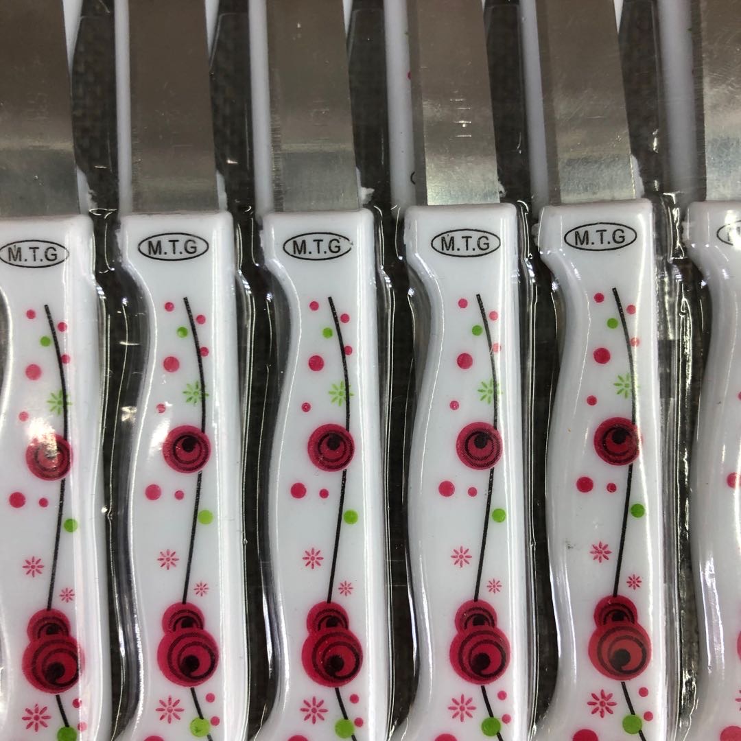 Rose Plastic Handle Fruit Knife Kitchen Knife Stainless Steel Fruit Knife Specification drawing