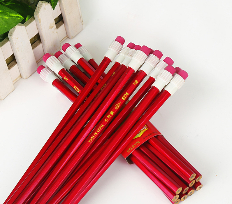 New 10 Waist Seal Flash Paint Big Leather Classic Wooden Pencil With Rubber Easy Roll Manufacturers Direct Sales Specification drawing