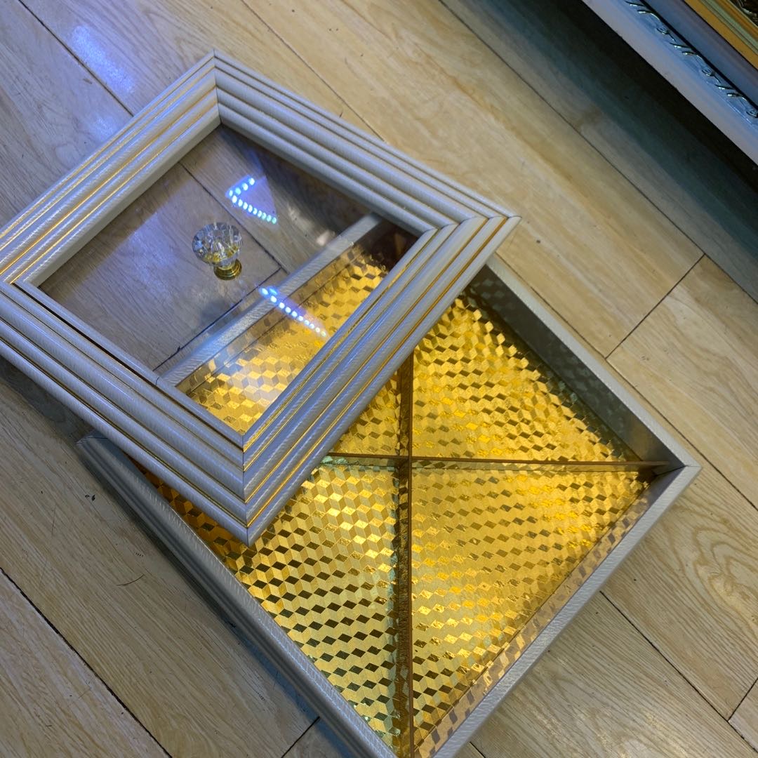 The Large Space Of The Gray Wood Square Storage Box Makes Use Of The Multi-Purpose Storage Inside The Golden Atmosphere details Picture