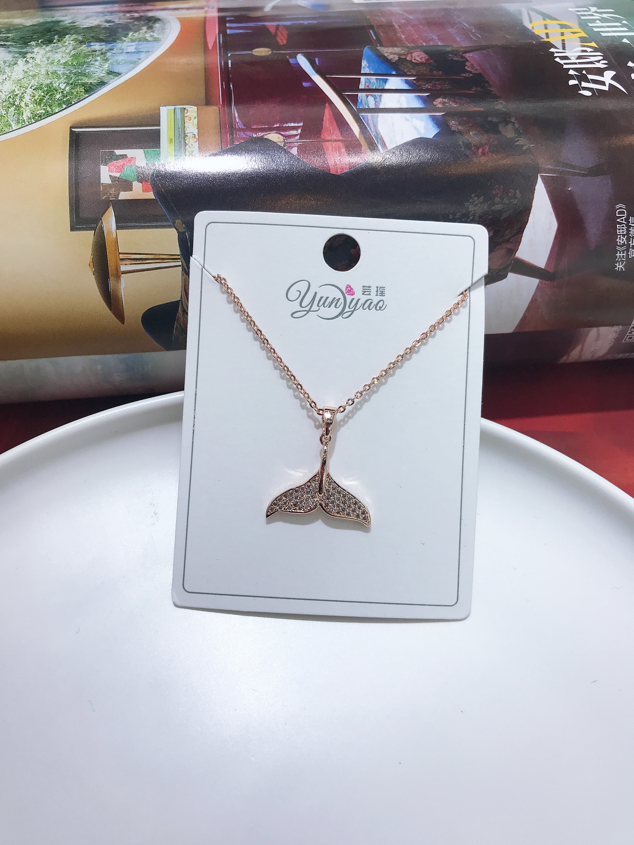 Trendy fishtail Japanese and Japanese jokers micro - set diamond temperament necklace clavicle chain web celebrity ins wind necklace thumbnail