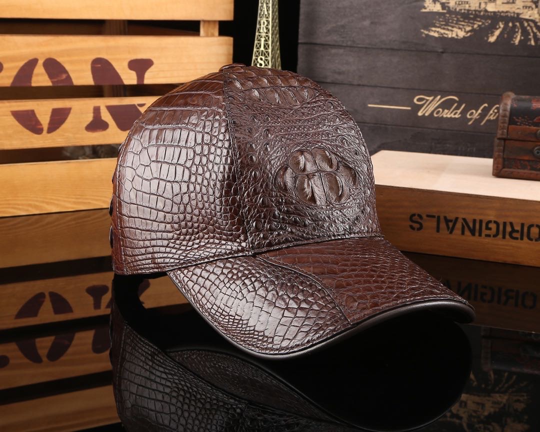 泰国进口鳄鱼皮帽子鸭舌遮阳帽男女通用时尚棒球帽高尔夫球帽细节图