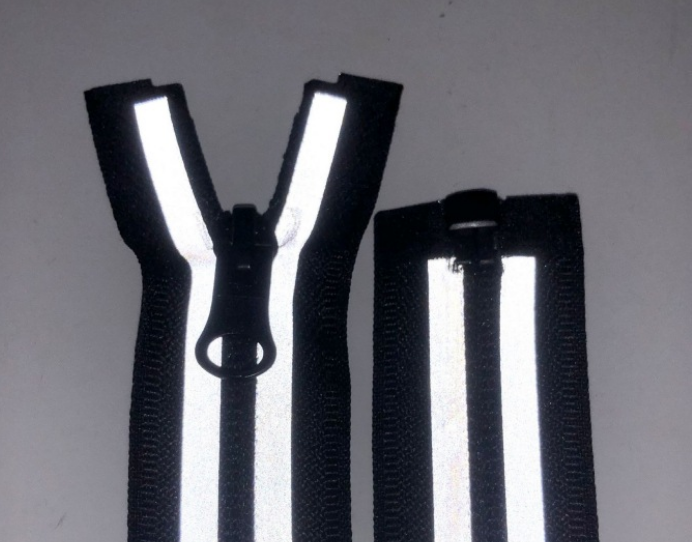 5号反光拉链0.5双边贴反光材质闪光制品运动服装运动拉链