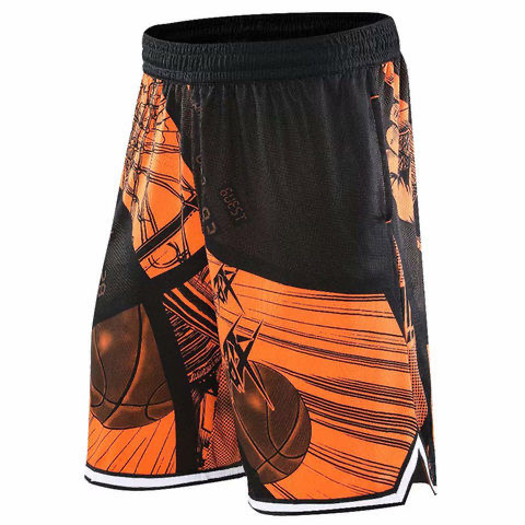 Basketball Pants Men's Loose Five Point Beach Polyester Running Fitness Training Pants Sports Ball Pants Beach Pants