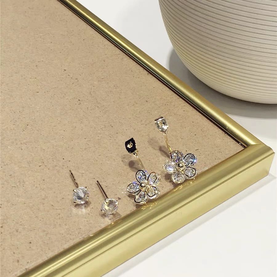 S925 Silver Needle Elegant Flower front and back clipped earrings, micro-set color retention trendy earrings details Picture