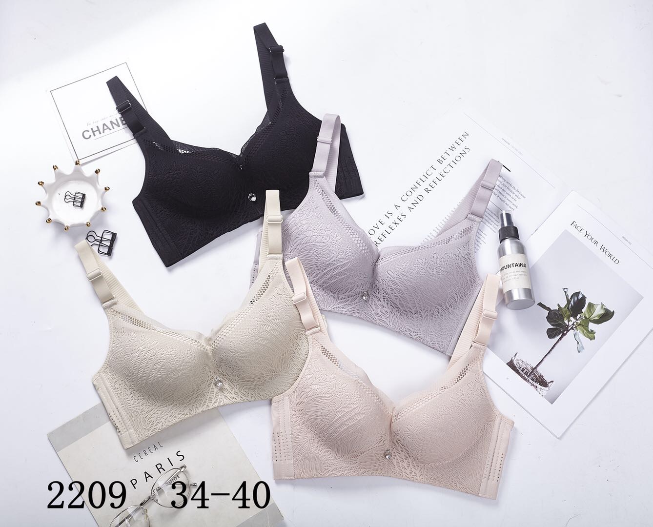 New Mesh Breathable Diamond Embellished Bra