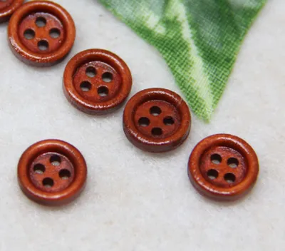 Natural Wood Button Round Button With Thin Edge Four Eyes Button