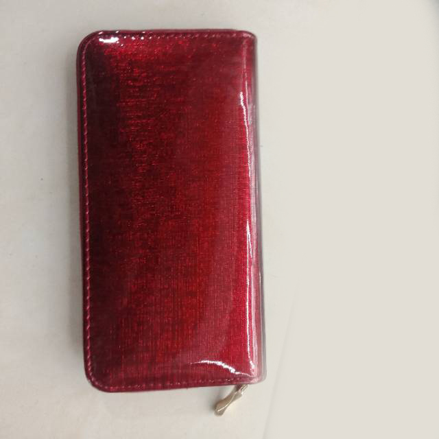 暗红色亮光女士手拿包钱包