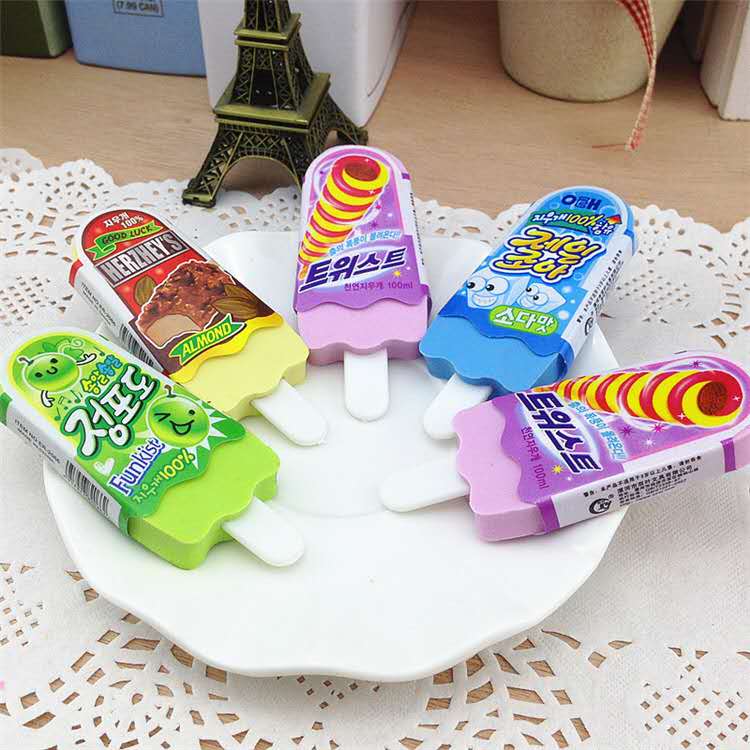 Creative and cute ice cream, cartoon eraser, exam eraser, double-leaf stationery details Picture