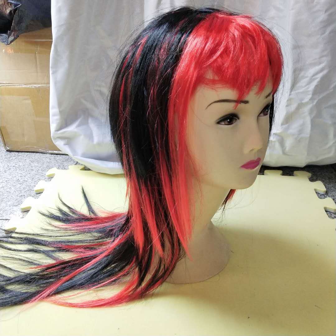 Two-color straight hair wigs, makeup balls, wigs, headgear, party performances, performance props, headwear Specification image