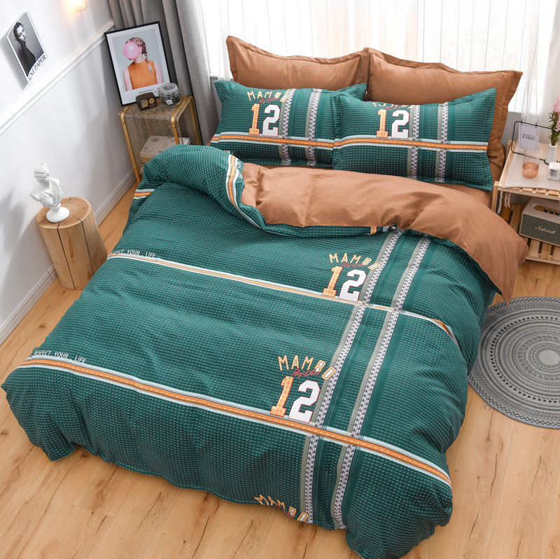 Ins Style Korean Version Simple Design Ab Layout Plush Cotton Four-Piece Set details Picture