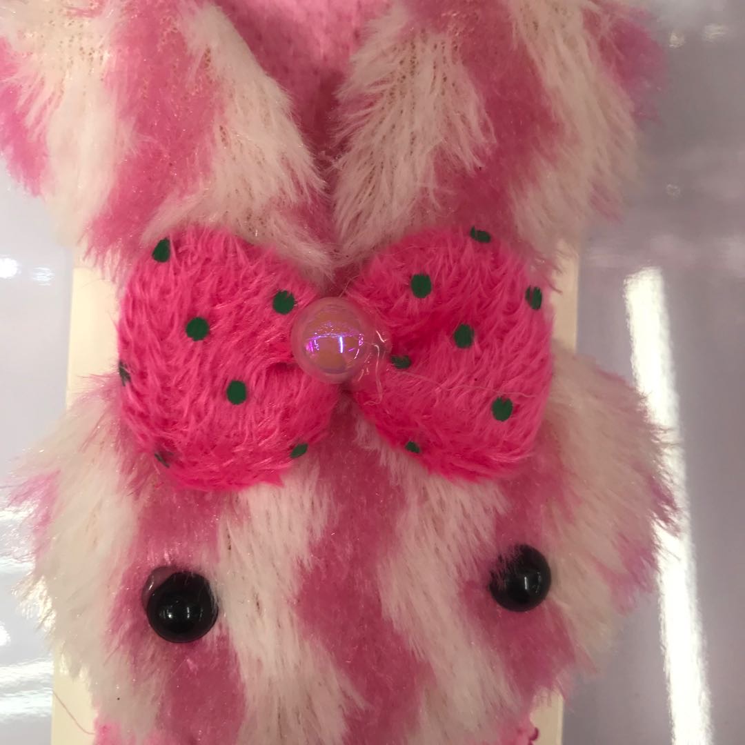 Children's striped rabbit medium-sized hair clips made of polyester fabric details Picture