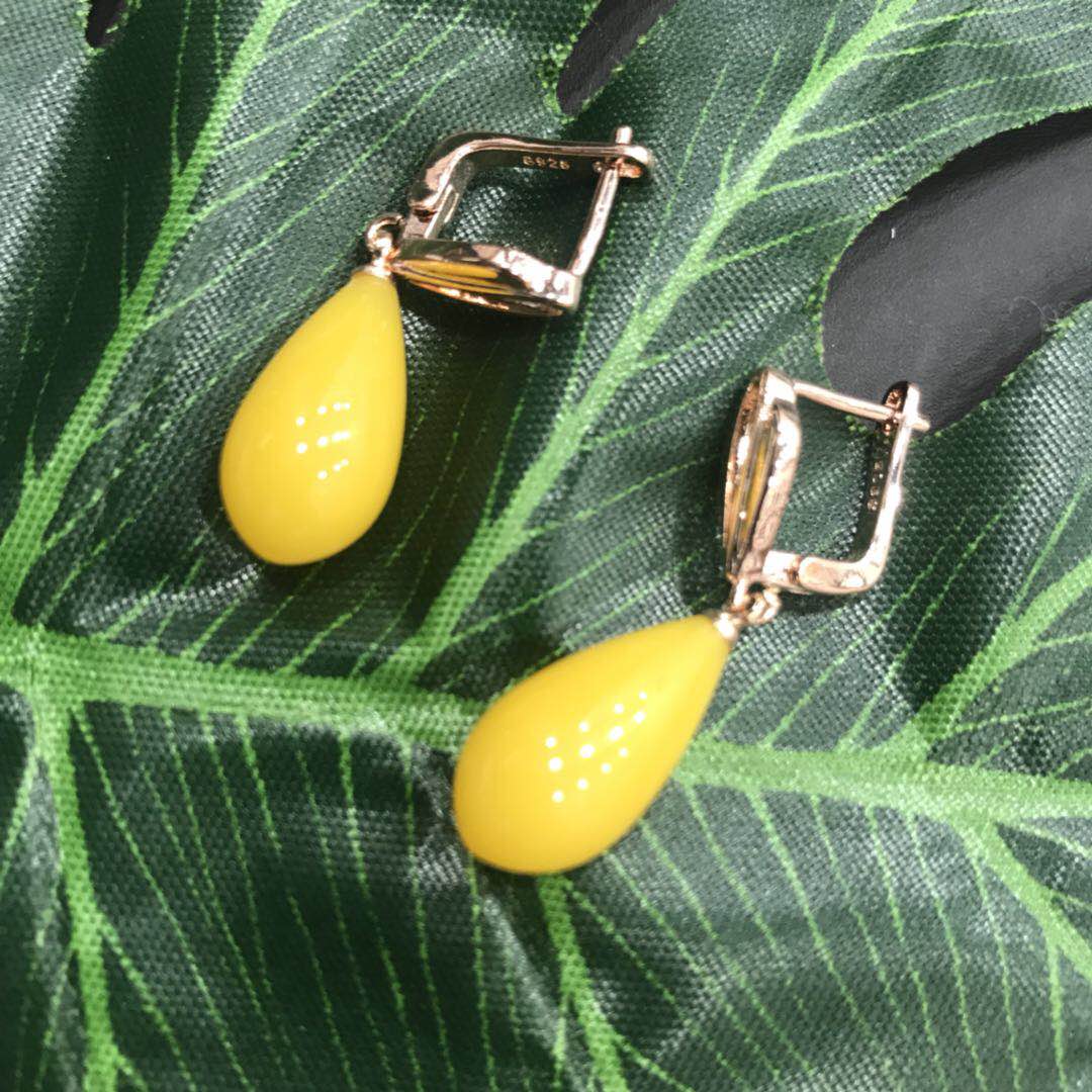 Yellow droplet earrings with earrings, south Korean temperament web celebrity earrings, hot style personalized design sense of earrings thumbnail