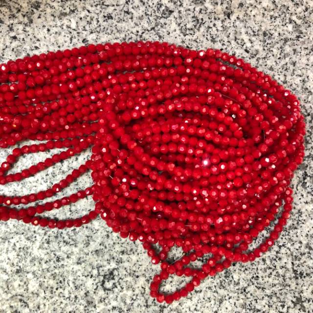 复古装饰长款红色琉璃球花式爪链加工饰品