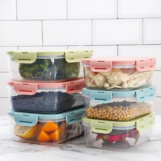 Food Crisper With Buckle Set Refrigerator Sealed Plastic Food Crisper Microwave Lunch Box Poo Box details Picture