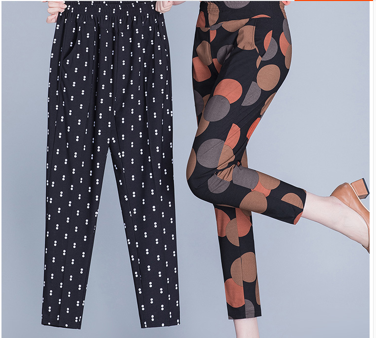 Women's trousers, large-sized loose cotton silk wide-leg lantern pants, casual ethnic style square dance women's trousers