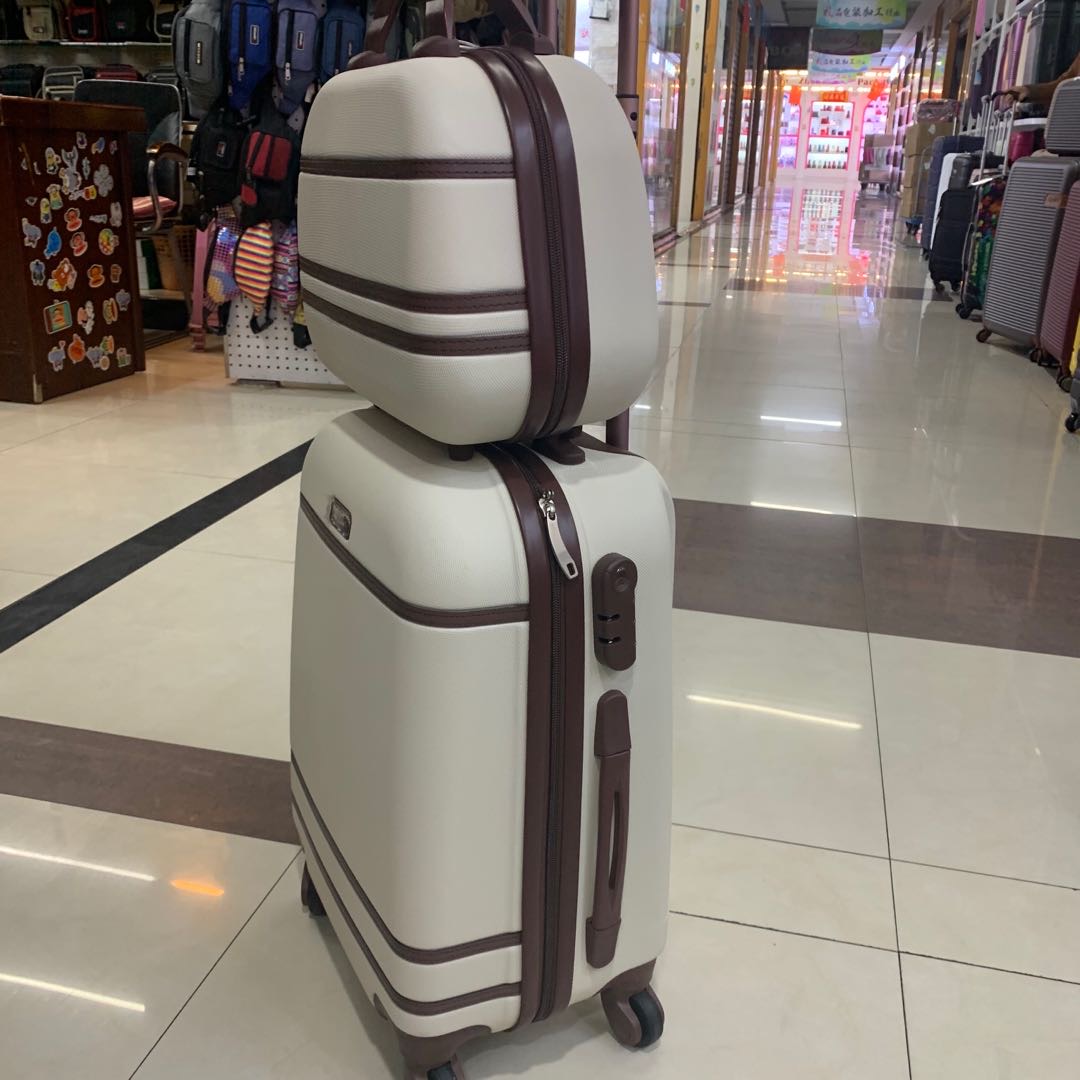 H055  4件套拉杆箱 13-20-24-28寸子母箱复古横皮条ABS拉杆旅行登机箱产品图