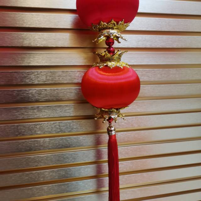 Medium Crown Lantern 5 Series Mercerized Ball Gilded Tassel Specification drawing