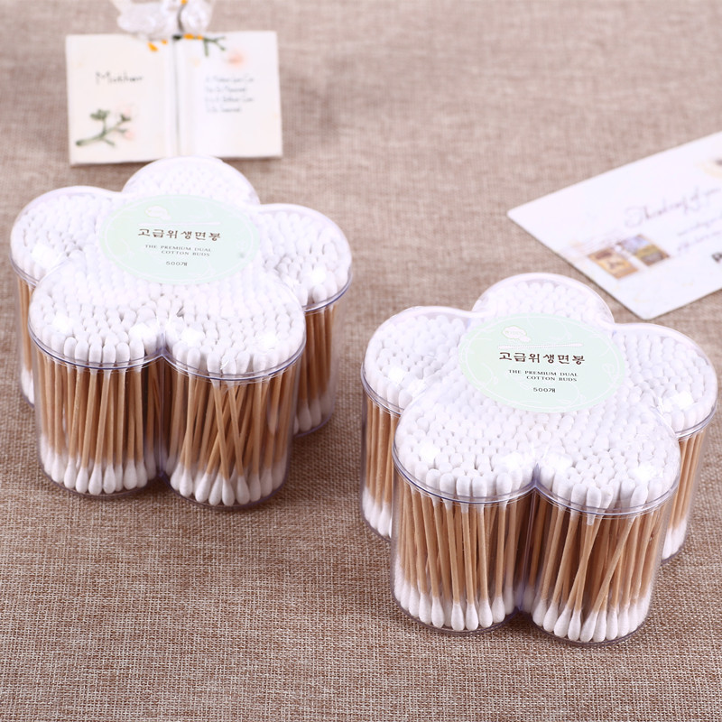 厂家直销500支花朵形盒装10元店货源日用清洁棉签细节图