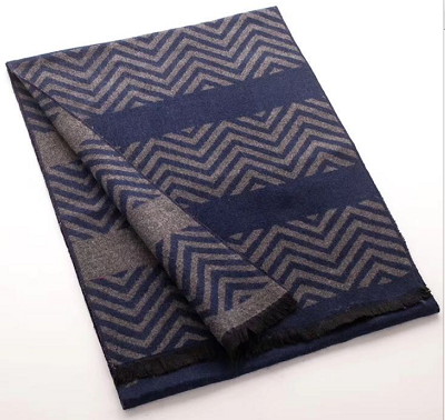 Men's British Style Fashion Trend With Warm Wavy Striped Jacquard Scarf details Picture