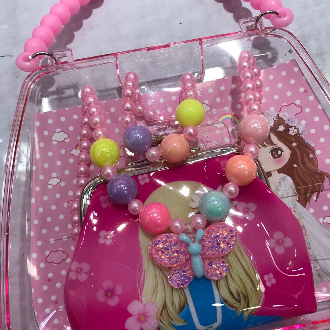 Children's hair accessories, hand-held storage box, anime princess necklace, cartoon character coin purse, girl hair clip, rubber band headwear, warm and cozy Specification image