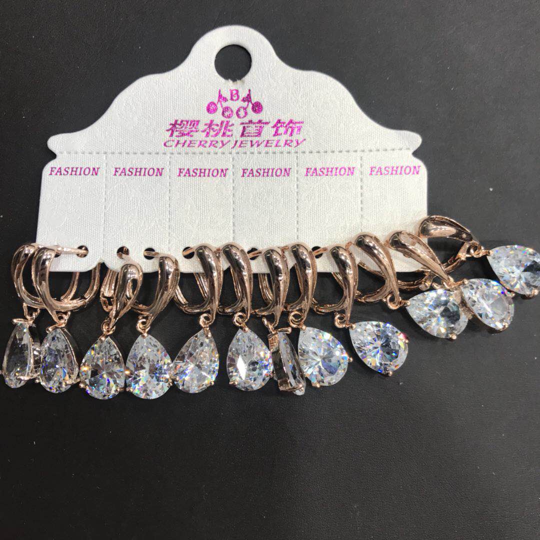 American wind circle zircon earrings female personality web celebrity temperament simple crystal super flash earrings thumbnail